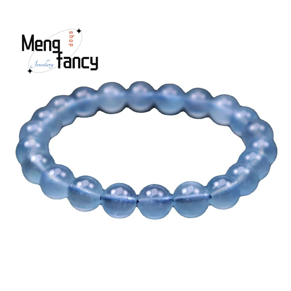 Bracelet Aigue-marine Bleue Translucide Naturelle, Bijoux de Luxe de Haute Qualité, Cadeaux de Vacances, Mode Personnalisée, Simple, Exquis