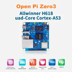 Orange Pi Zero3 (1G/2G/4G LPDDR4 RAM) H618, 4xARM Cortex-a53 Up to 1.5GHz,WiFi5&BT5.0 Support Expansion,Ethernet,USB2.0,LAN