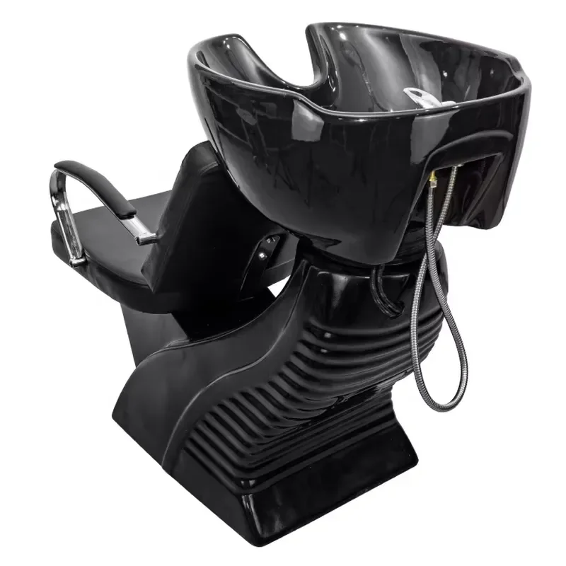 Modern Ceramic Shampoo Basin with Chair for Hair Salon Professional Wash Sink Station Beauty Equipment White Design
