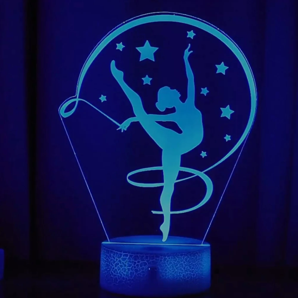 Nighdn Artistic Gymnastics 3D Night Light Illusion Lamp for Kids Women Friends Coach Gymnast Birthday Gifts for Girls
