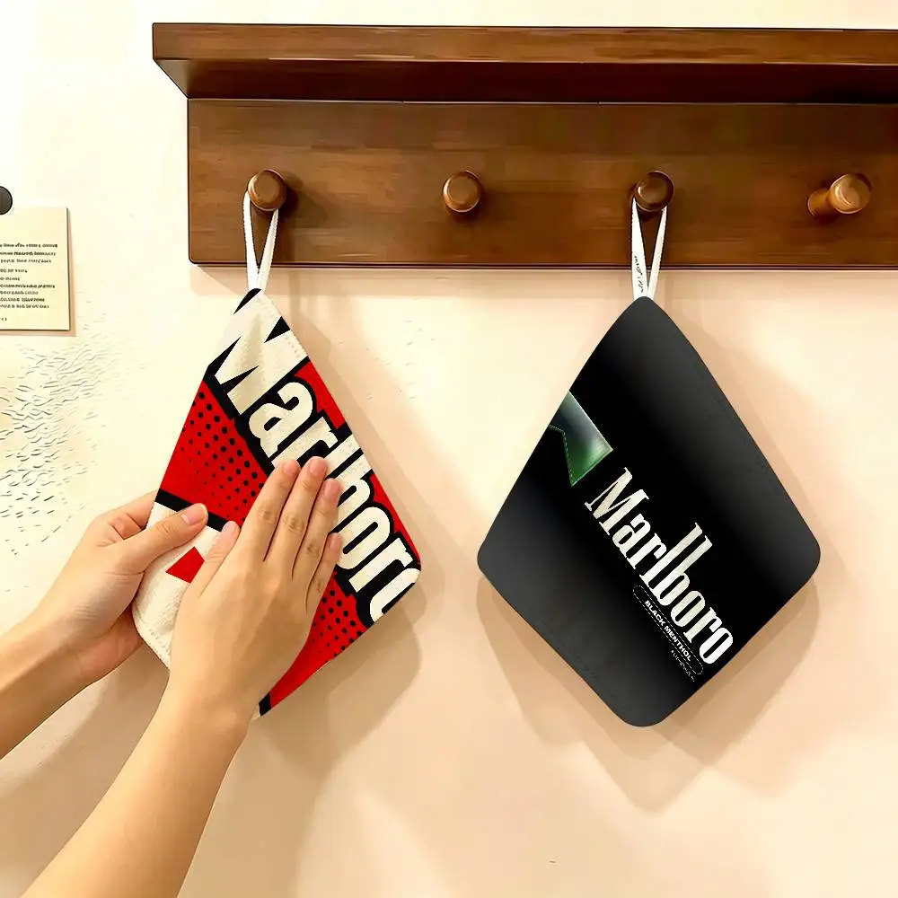 Retro M-MarlboroS-S Polyester Cotton Hand Wiping Towel, Anti-shrink Hanging Kitchen Cloth for Household Cleaning