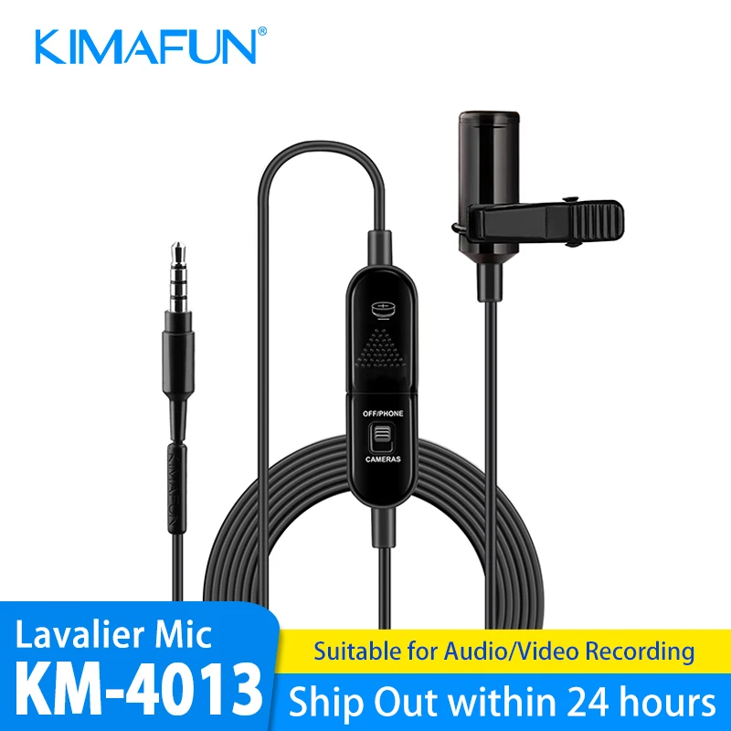 KIMAFUN Mini Lavalier Microphone 6M Clip-on Collar Condenser Microphone Handsfree Lapel Mic for PC iphone Android DSLR Camera