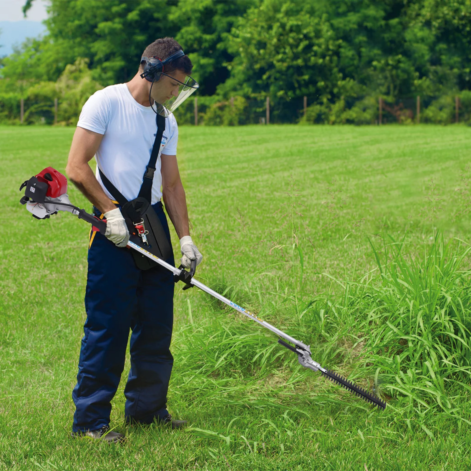 Lawn Mower Gasoline Engine 5-in-1 Hedge Shears Grass Trimmer Chainsaw 51.7CC Vibrator 2-Stroke Engine Weed Brush Cutter