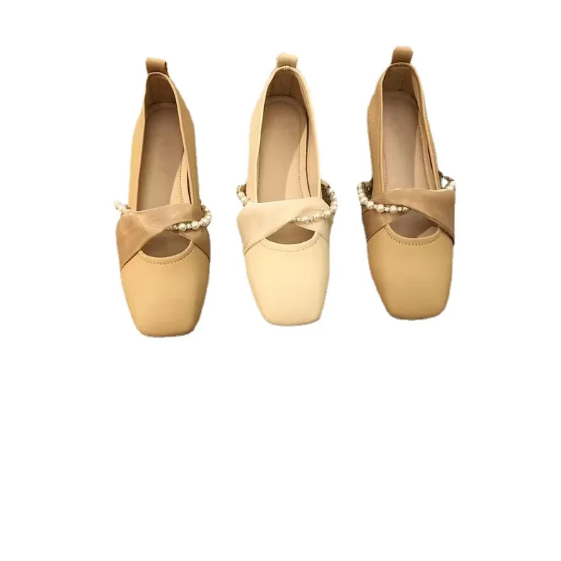 Single shoes flat bean shoes women spring and summer new all match grandma shoes