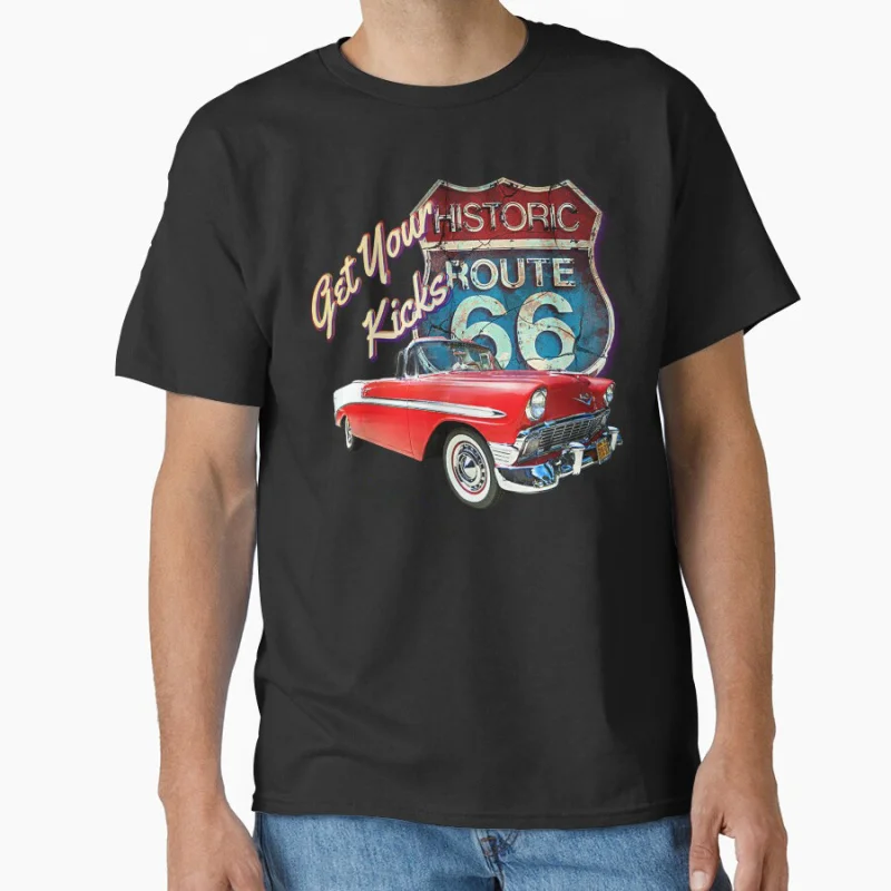 

Vintage Retro Classic Street Hot Rod Route 66 Car The Mother Road USA road trip gift T-shirt Large size Adult Tops S-6xl