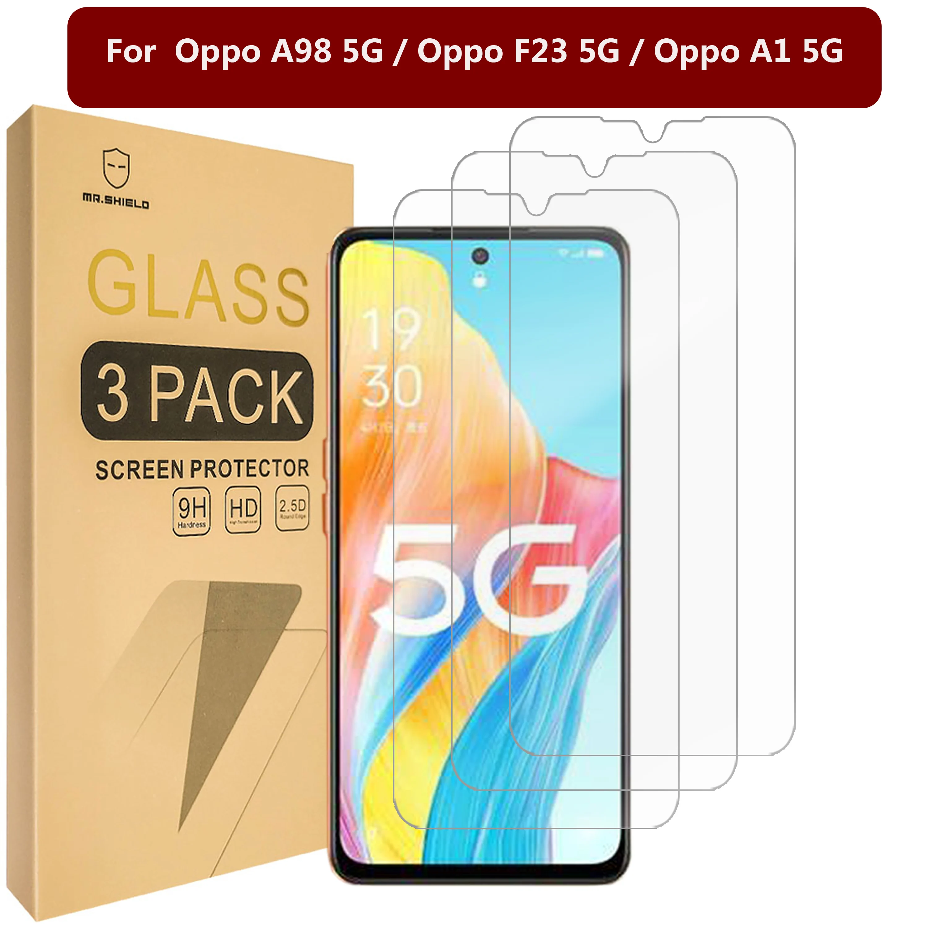 

Mr.Shield [3-Pack] Screen Protector For Oppo A98 5G / Oppo F23 5G / Oppo A1 5G [Tempered Glass] [Japan Glass with 9H Hardness]