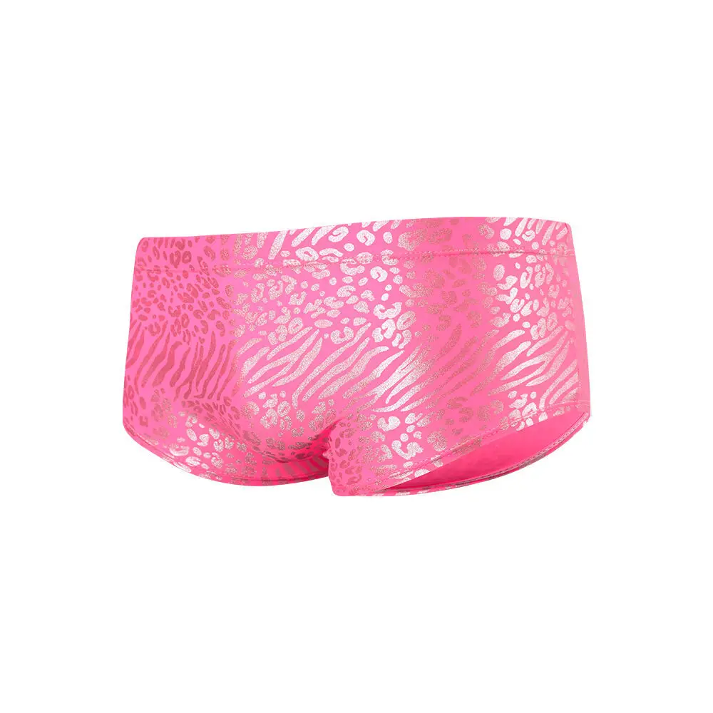 Glossy Leopard Seamless Satin Women Underwear Soft Stretchy Boxer Panties Plus Size Fitness Sports Tights Shorts