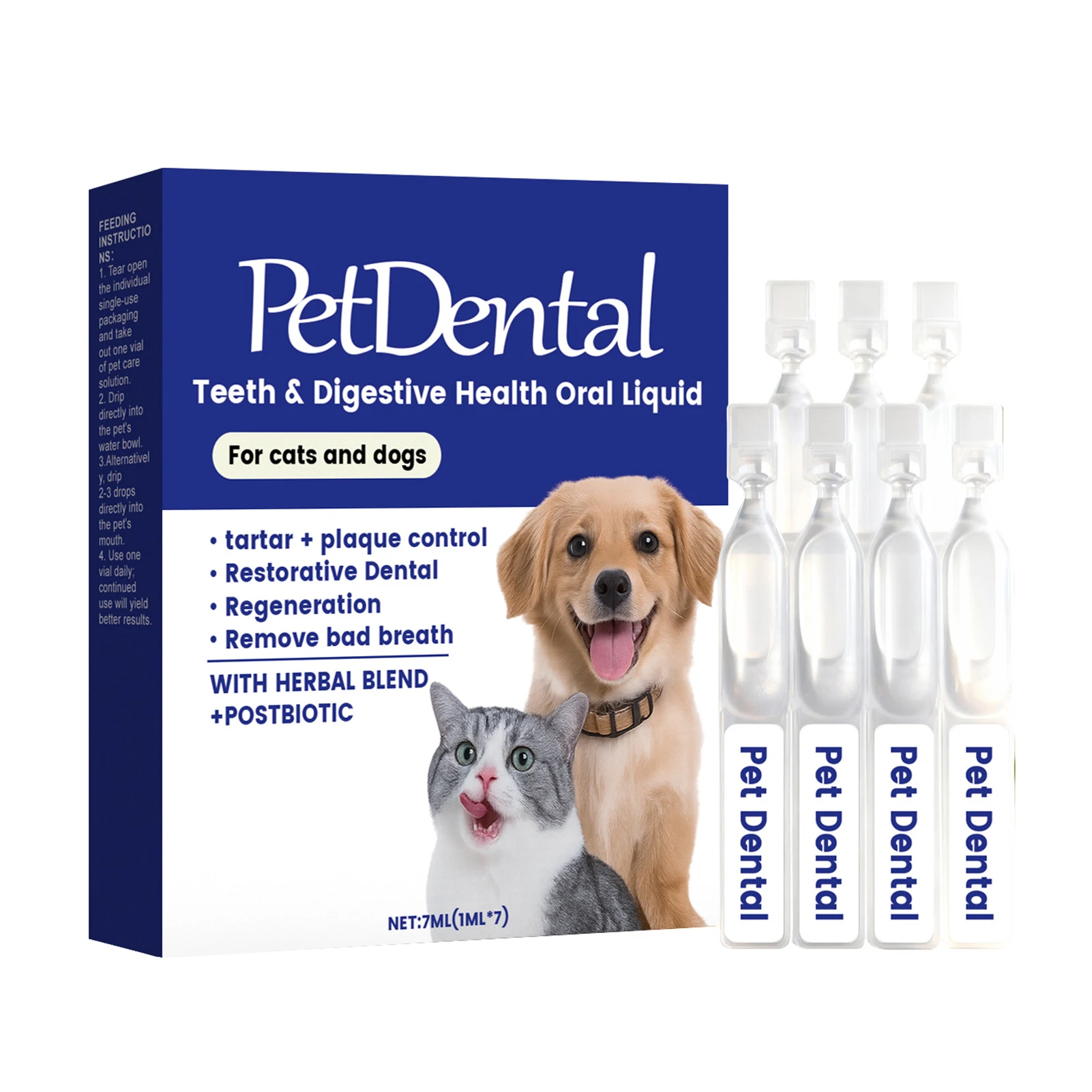 5 Box Pet Dental-Digestive Health Oral Liquids,Freshen Breath Remove Tartar Promote Gums Regeneration Pet Dental-Care
