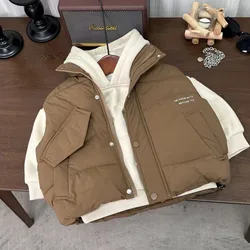 Autumn and winter children's cotton vest new Korean version printed letter jacket for boys and girls casual stand up collar vest