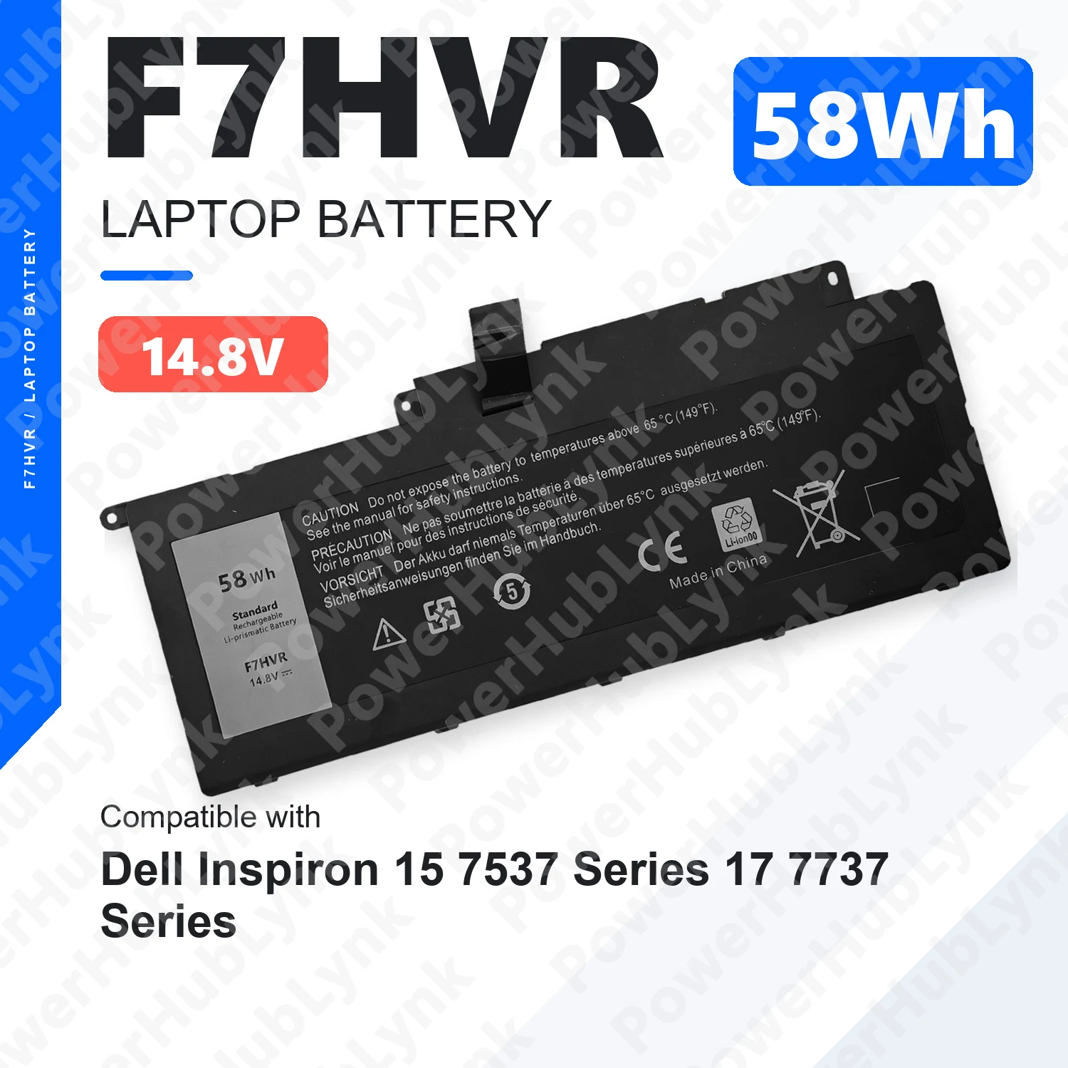 F7HVR 14.8V 58Wh Laptop Battery For Dell Inspiron 17 7737 15 7537 062VNH Y1FGD T2T3J G4YJM