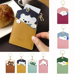 Cute Animal Card Holder Pu Keyring Work Card Package Key Holders Keychain ID Protection Cover Elevator Card Pendant