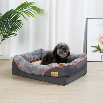 L XL 2XL 3XL Dog Bed Super Soft Orthopedic Foam Pet Bed Sleeping Mat with Cotton-padded Bolster and Removable Cover 3