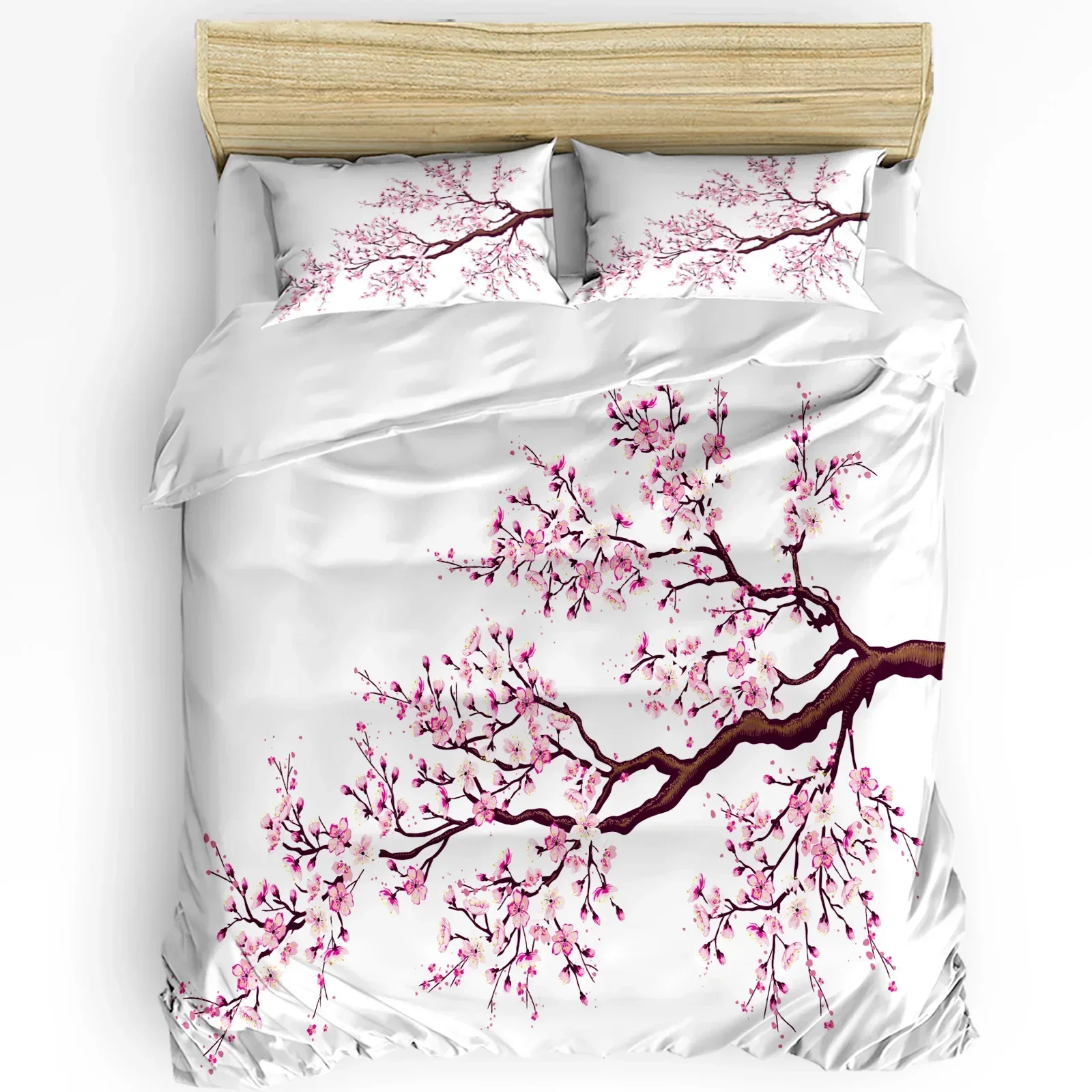 

Pink Cherry Blossoms Flower Japan Bedding Set 3pcs Duvet Cover Pillowcase Kids Adult Quilt Cover Double Bed Set Home Textile