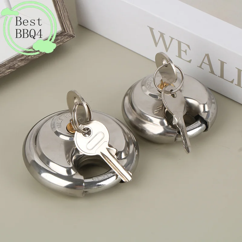 (BBQ4)1PCS 60/70MM Cool Duty Stainless Steel Round Disc Storage Pad Lock Padlock Rustproof And Waterproof