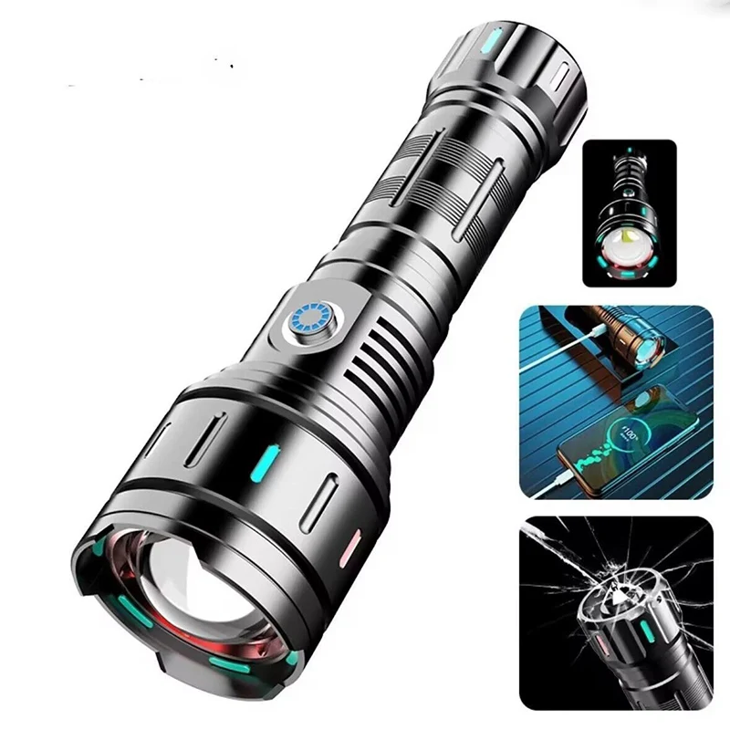 Bright LED Flashlight Rechargeable Zoomable Powerful Torch Emergency Camping Outdoor Handheld Spotlight