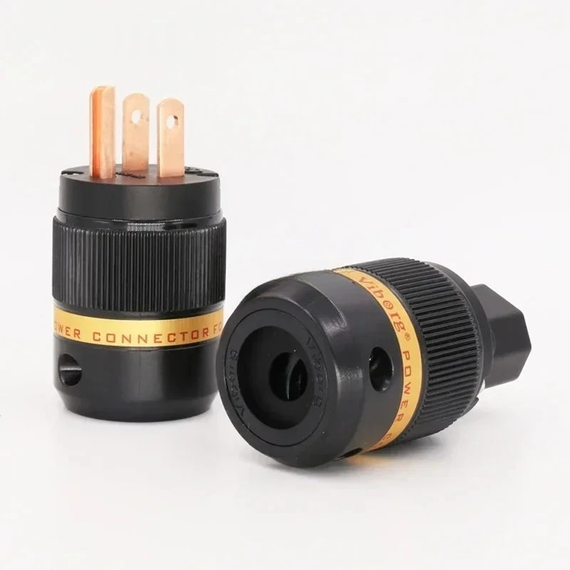 For VIBORG 99.998% Pure Red Copper US Male Plug / IEC Female Connector HiFi Audio Power Cable DIY 501