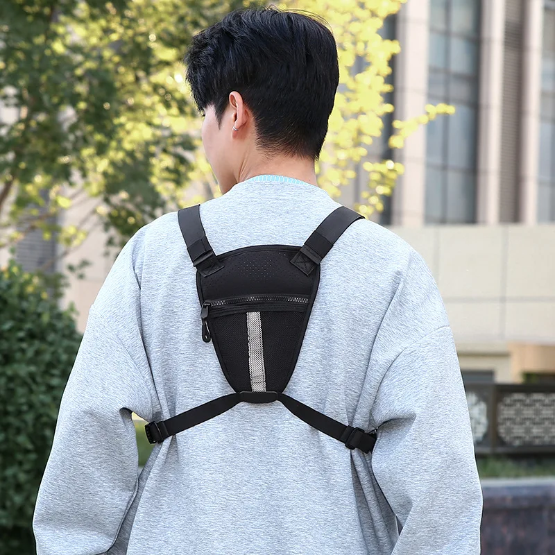 الرجال تشغيل حقيبة صدر للرجال الرياضة في الهواء الطلق متعددة الوظائف الجبهة تلاعب الصدر الحقيبة الدراجات سترة صيد الصالة الرياضية السفر التخييم على ظهره #4