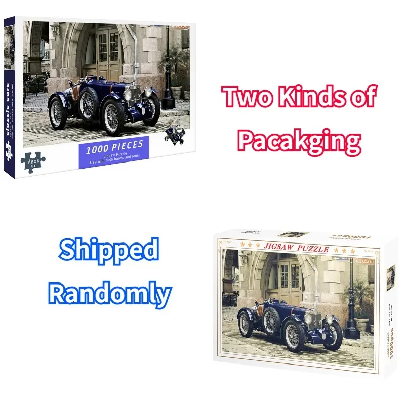 Random Packaging 75*50cm Adult Paper Jigsaw Puzzle 1000PCS Vintage Car Stress Relief Educational Entertainment Christmas Gift