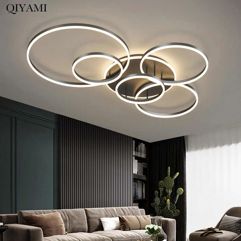 Modern Round Design Ceiling Lights For Living Room Bedroom Gold White Coffee Painted  Circle Rings Lighting Fixtures Luminaire