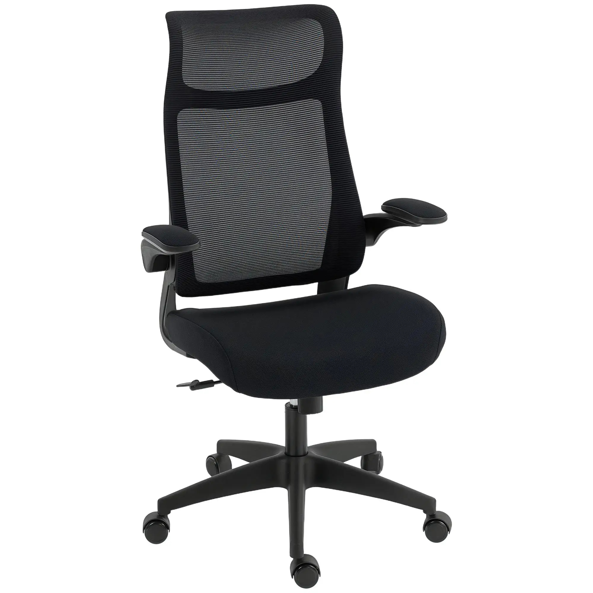 Chaise de bureau ergonomique noire avec dossier en maille, design S-Back, accoudoirs 3D, appui-tête et fonction d'inclinaison pour le bureau à domicile