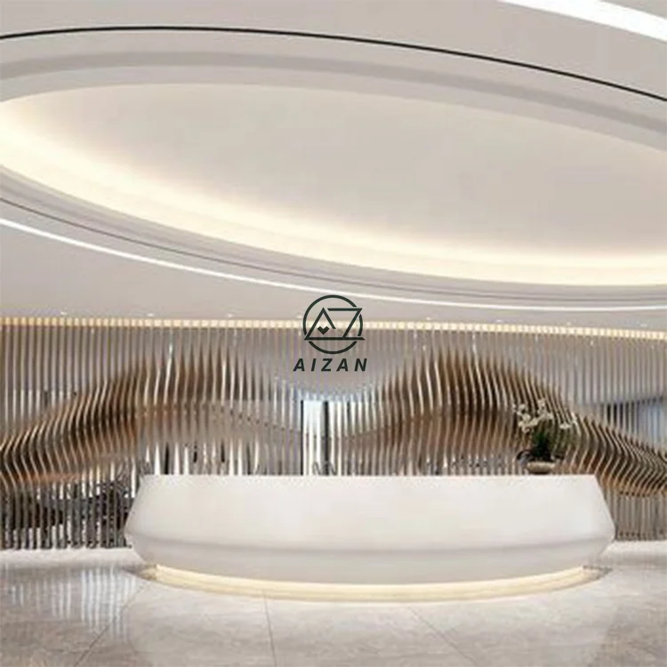 

Customized.Modern Salon Circular Round Reception Desk Modern Design Elegant White Round Information Office Reception Desk