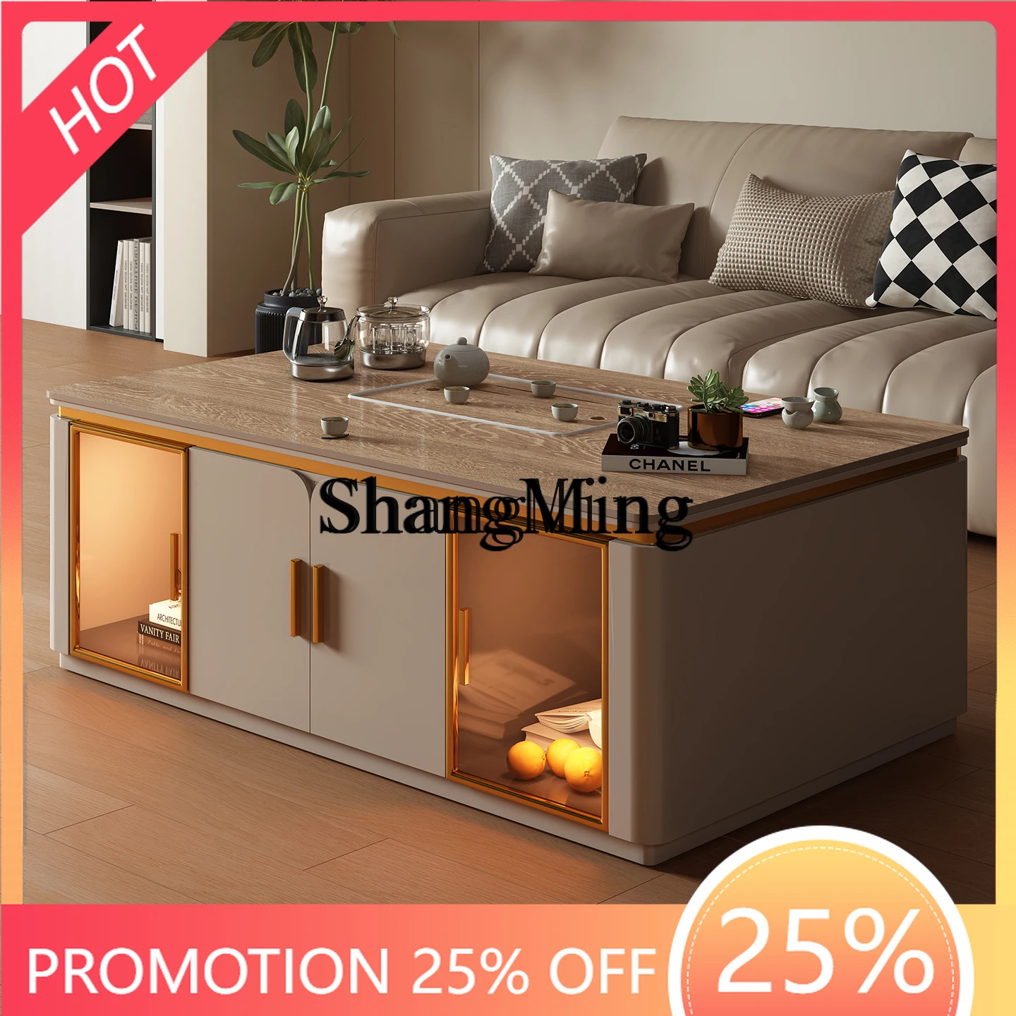 FG good-looking  solid wood coffee table living room household small apartment high-end new modern simple tea table integrated