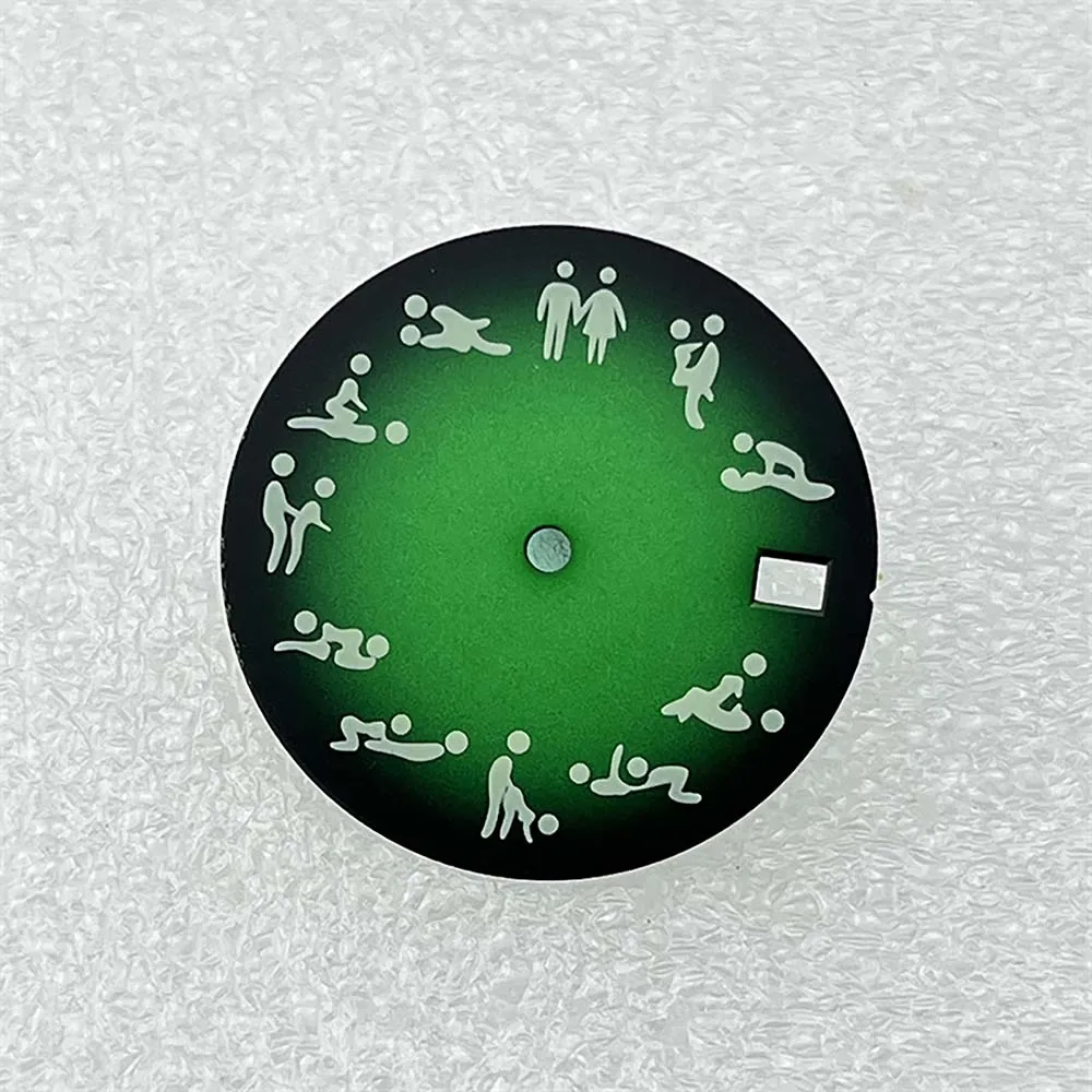 Creative NH35 Dial 28.5mm Green Luminous Watch Face Fun Watch Dial for NH35A/4R35 Movement