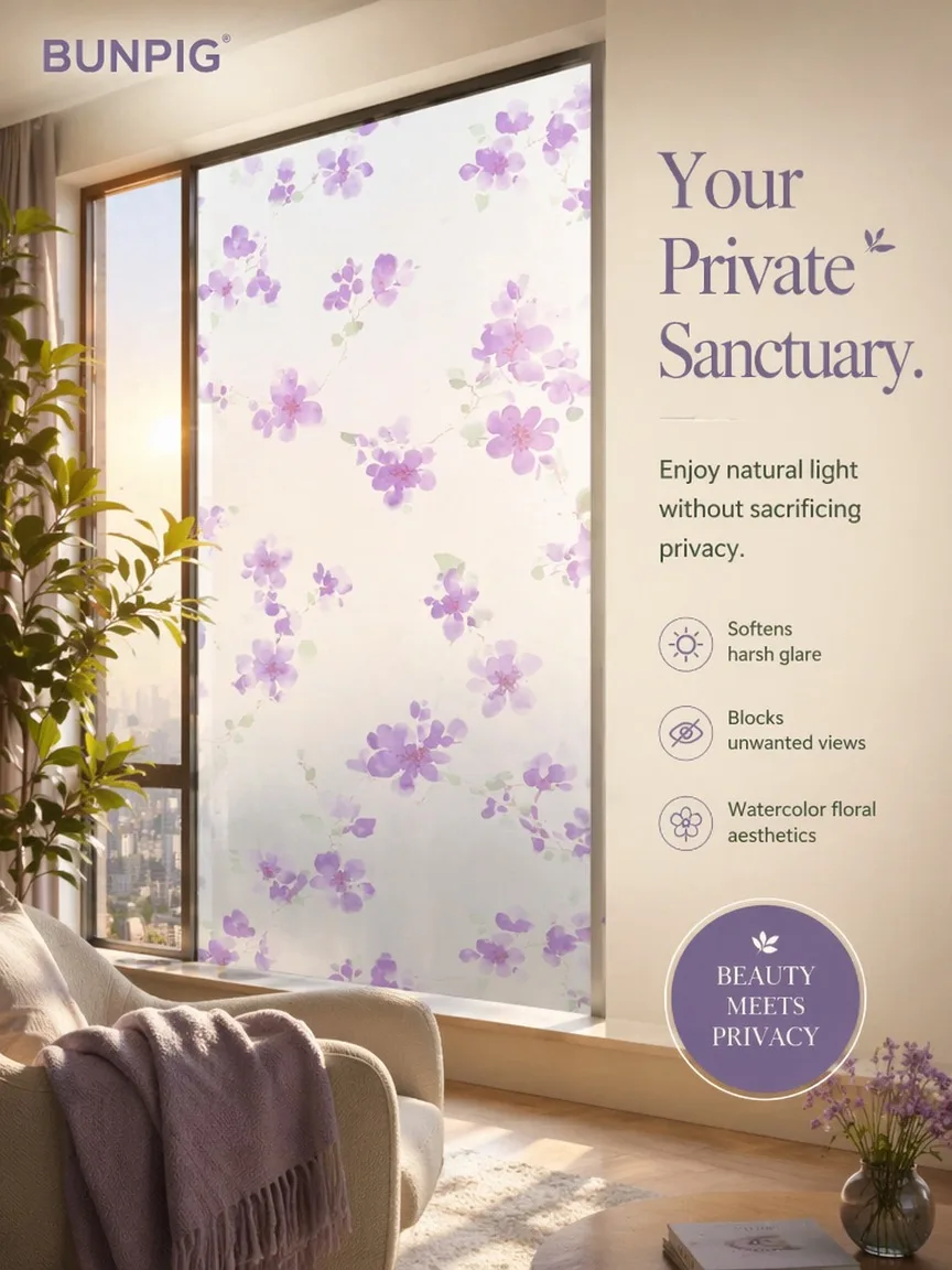 Frosted Privacy Window Film Self Adhesive Waterproof Removable for Bathroom Sliding Door Kitchen Glass