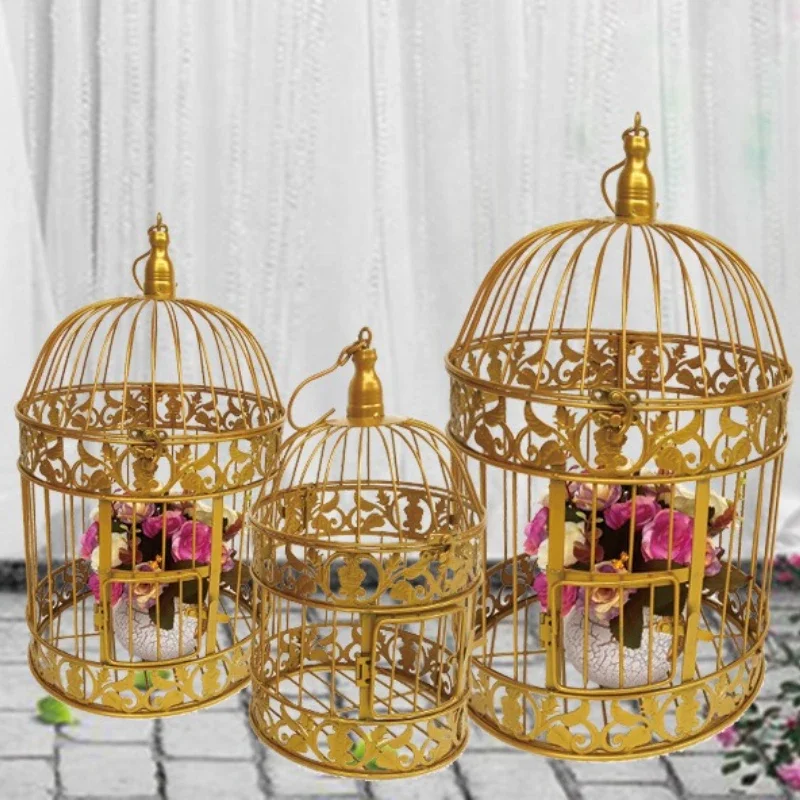 European Style Wrought Iron Decorative Birdcage Window Display, White Photography Props, Large Size Hotel Wedding Birdcage