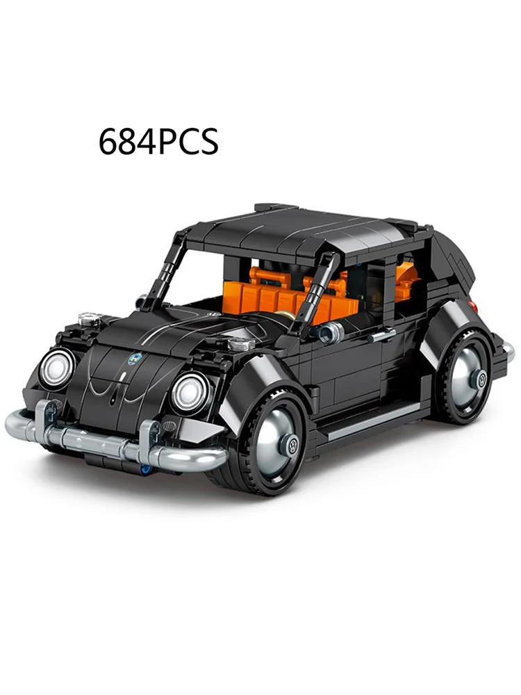 Klassieke Duitse Volkswagen Kever Vintage Auto Bouwstenen Model Speelgoed Collectie voor Kinderen Cadeaus - afbeelding 2