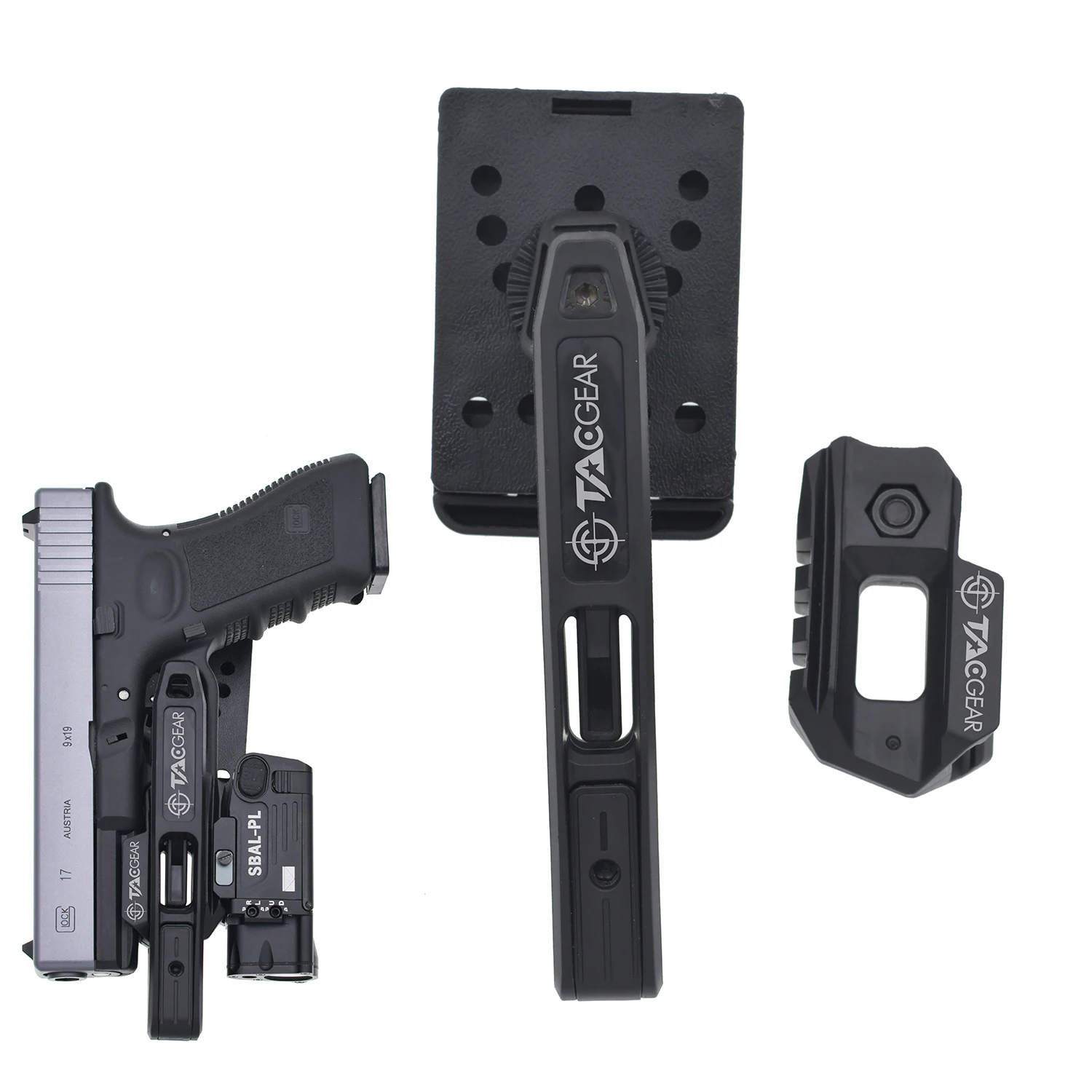 TACGEAR OWB Holster Left Right hand Belt Clip Carrier holder Can Hold Flashlight Red dot Sight for Pistol have a integral rail