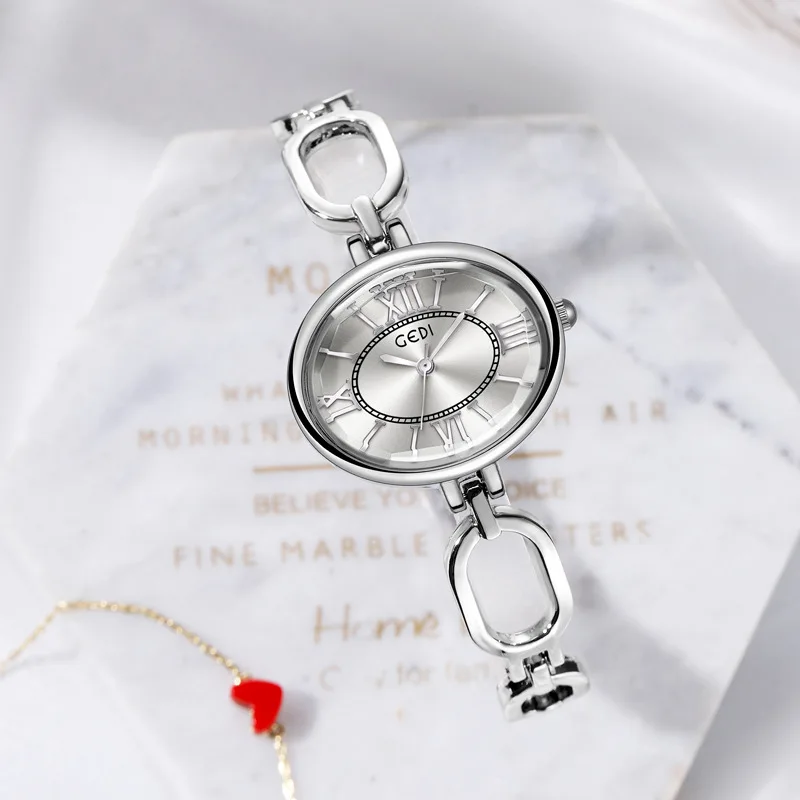 Goldie medieval niche oval women's watch retro Roman high beauty waterproof quartz watch women's bracelet watch