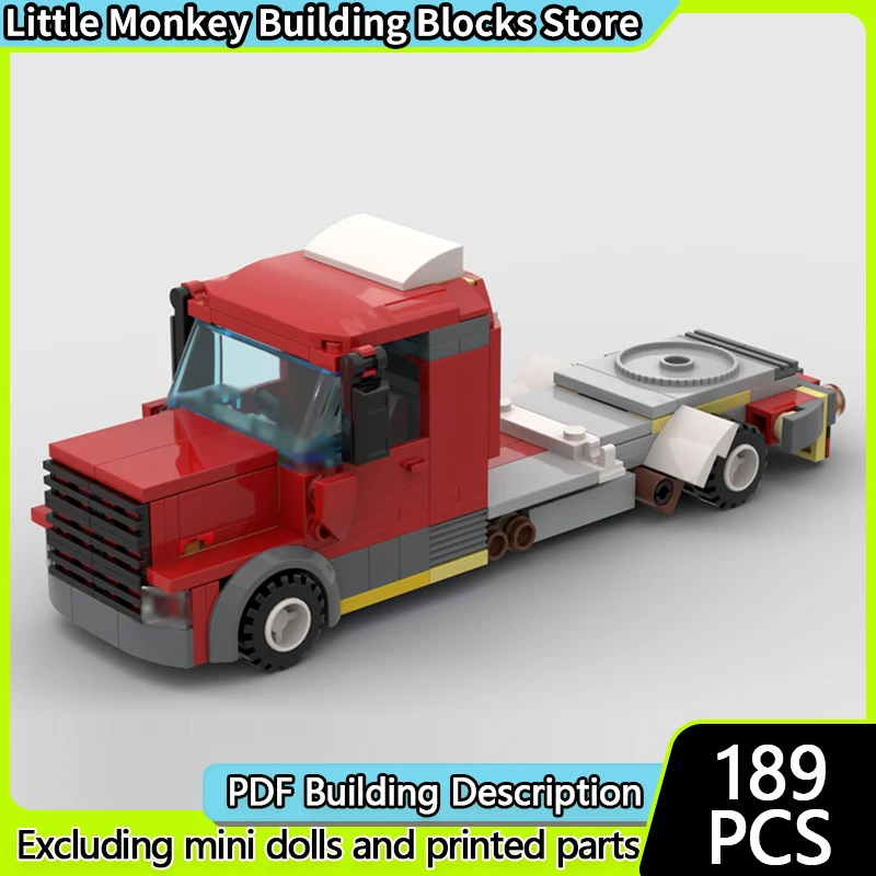 

City Car Model MOC Building Bricks Red Heavy-Duty Semi Truck Modular Technology Children Holiday Gifts Assemble Toys Suit