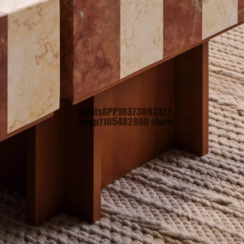 Nordic Marble Coffee Tables Clear Frame Small Square Coffee Tables Cute Minimalist Vintage Premium Console House Accessories