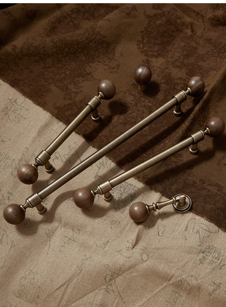 ANXIANG manija de latón antiguo cajón de nogal puerta de armario armario cocina manija de bola retro de bronce