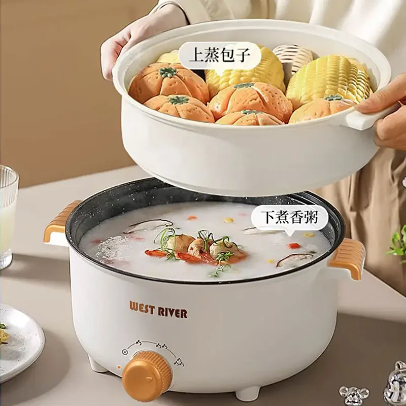 220V German Electric Cooking Pot Multifunctional Hot Pot Steamer Fryer for Home Dorm CAA