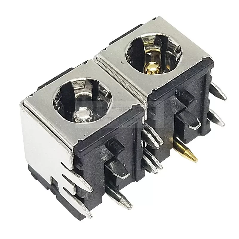 10PCS DC-007B Gold plated copper core notebook power socket Horizontal iron shell with bracket 5.5*2.1/2.5mm needle