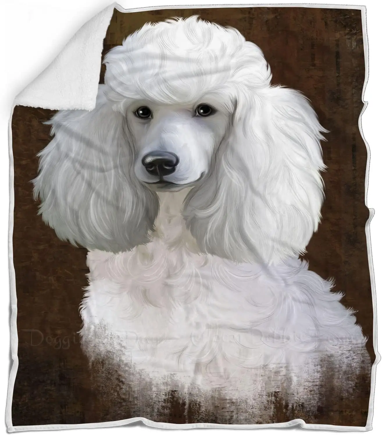 Rustic Poodle Dog Blanket - Multicolor Fluffy Warm Soft Fleece, Sherpa & Tasseled Woven Durable Blanket for Bed