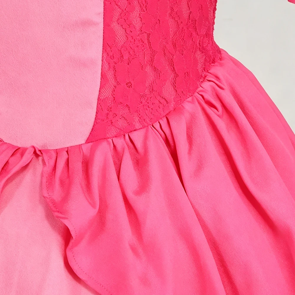 Pfirsichfarbenes Kleid für Mädchen, Prinzessinnenkostüm mit Puffärmeln für Halloween, Karneval, Geburtstag, 3 4 5 6 7 8 Jahre – Detail 11