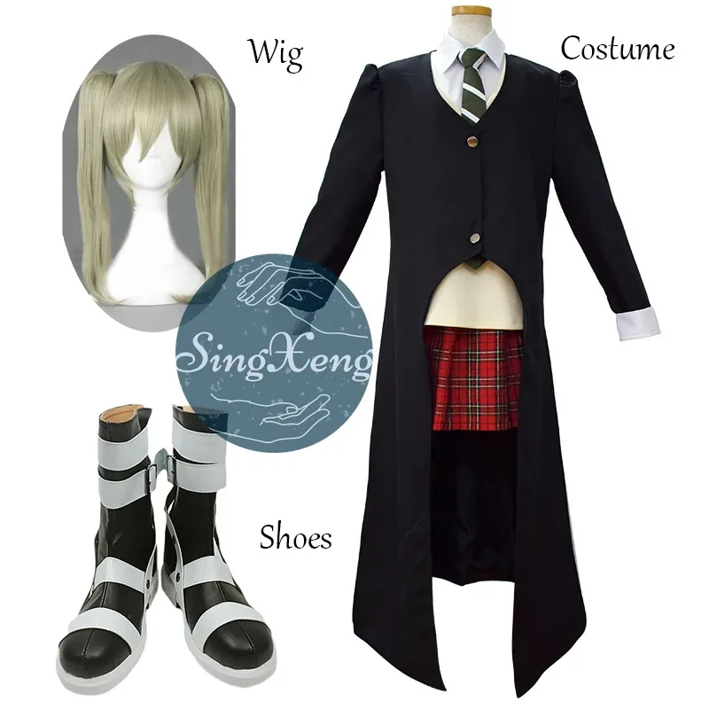 2025 yiyiSingXeng أنيمي ماكا ألبارن تأثيري حلي النساء فتاة تنورة مجموعة خندق موحدة هالوين كرنفال مخصص