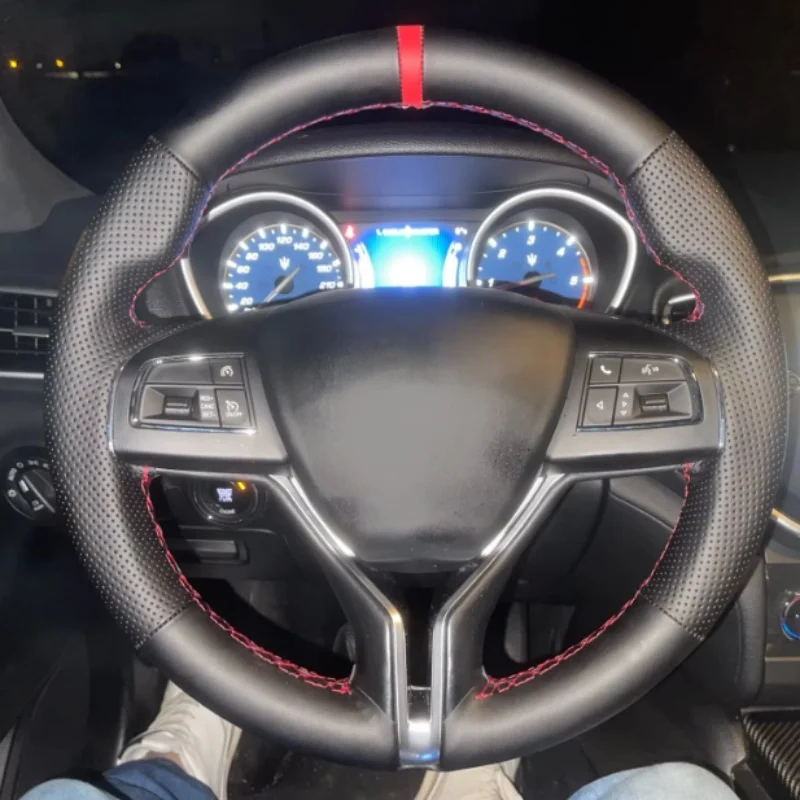 Housse de volant en cuir artificiel antidérapant cousue à la main pour Maserati Levante Quattroporte Ghibli
