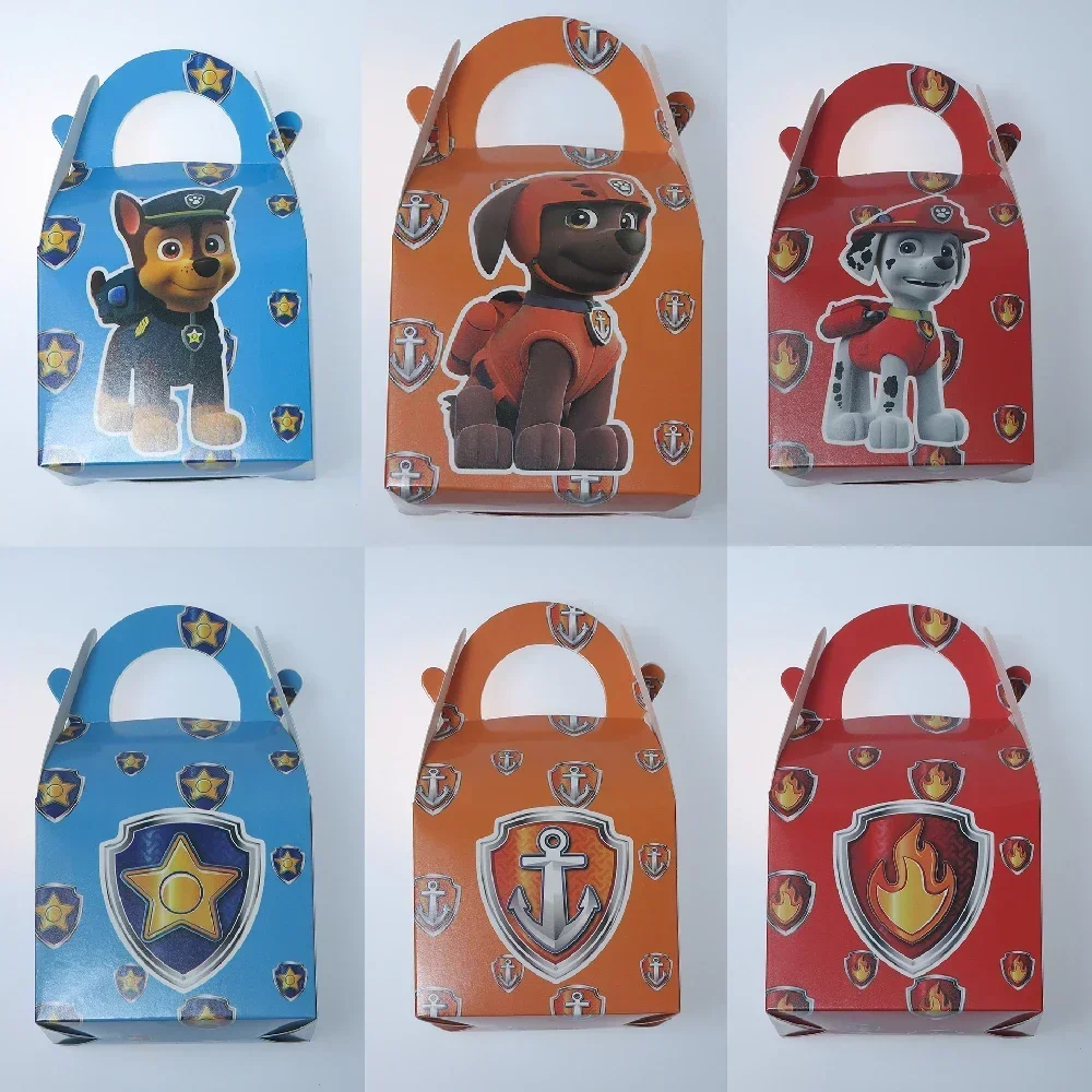 Paw Patrol Bag 6pcs Birthday Bags Candy Box Party Favors Cartoon Dog Skye Disposable Paper Box Boys Girls Baby Shower Supplies view 4