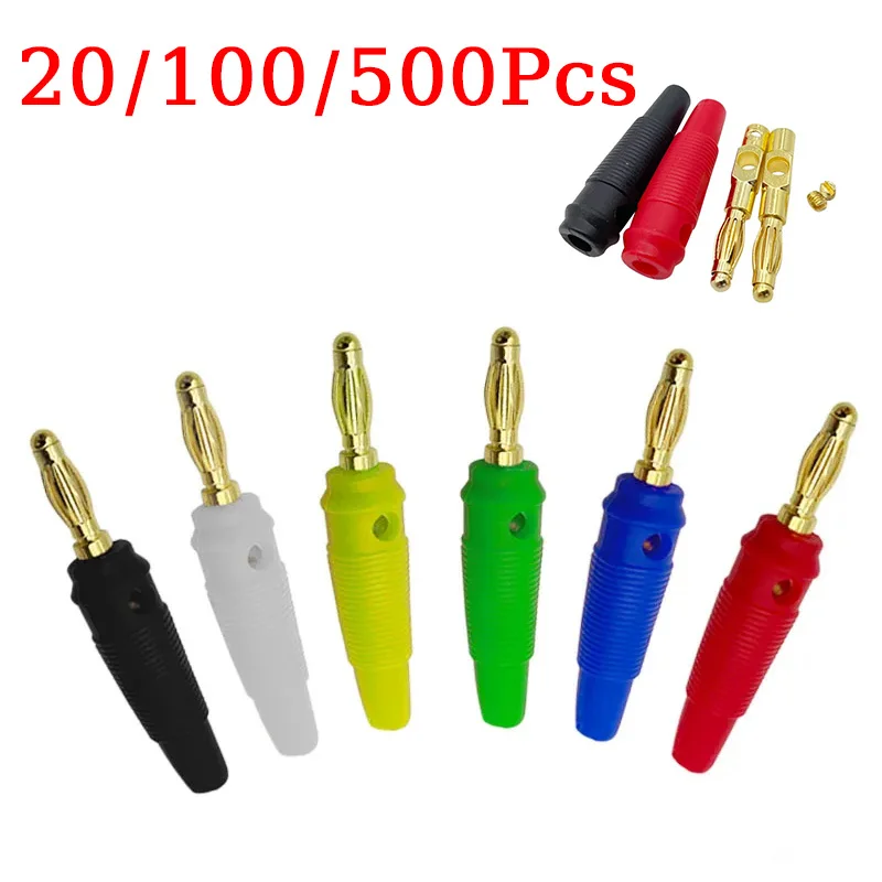 

4mm Banana Plugs Connector Pure Copper Gold Plated Video Musical Speaker Cable Wire Pin Red Black Yellow Banana Plug Connectors