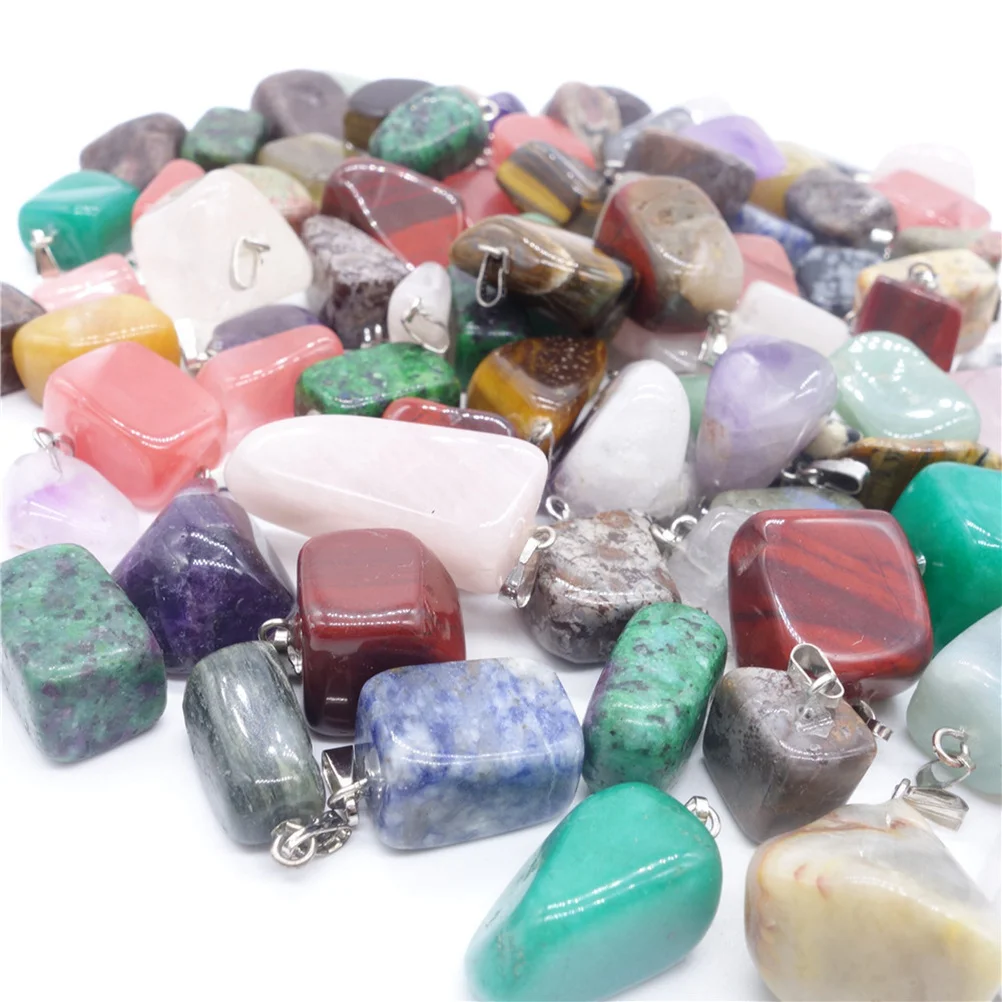 30Pcs Natural Stone Pendants Simple Unique Design DIY Necklace Bracelet Accessories Crystal Agate Pendants for Jewelry Making