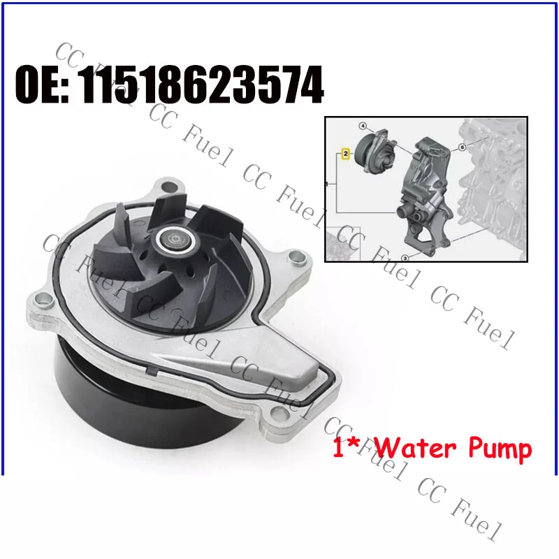 C+ Engine Water Pump for BMW 220i X1 X2 Mini Cooper Clubman Countryman 11518623574