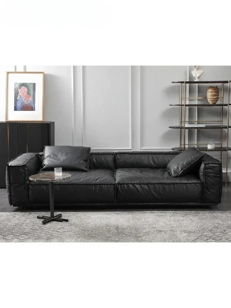 LXNapa Leather down Sofa Italian Design Modern Simple and Light Luxury Three-PersonSSS