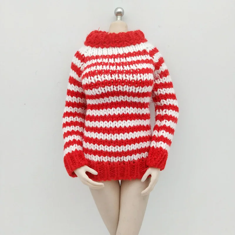 1/6 Scale female Solider sweater Skirt Red & white stripes Dress Long sleeve for 12in Phicen Tbleague Action Figure Toys