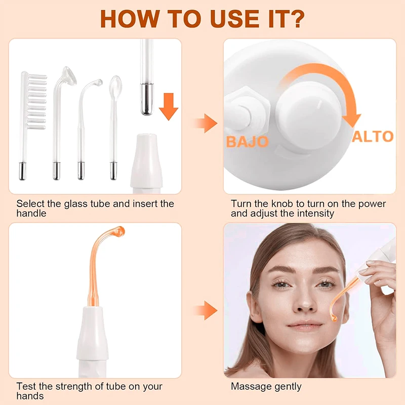 4 في 1 آلة الوجه عالية التردد العلاج الكهربائي عصا مزيل البقع المضادة للتجاعيد وتجديد شباب الجلد الجمال العناية بالبشرة عصا سبا