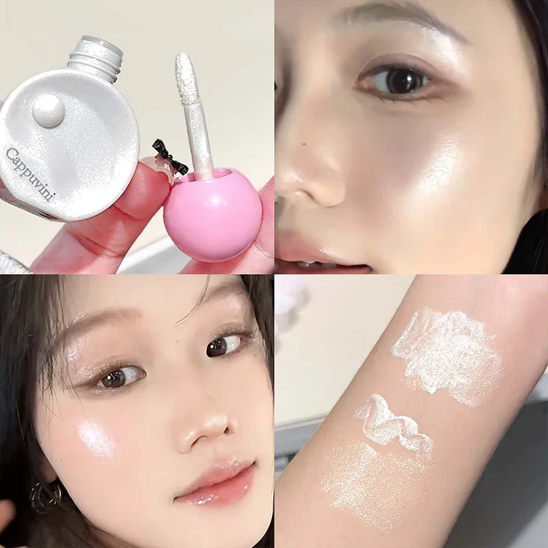 Pfirsichrosa Flüssiger Gesichts-Highlighter mit Perlglanz-Glitzer, Schimmernder, Klärender, Feuchtigkeitsspendender Lidschatten, Aufhellendes Koreanisches Make-up – Detail 9