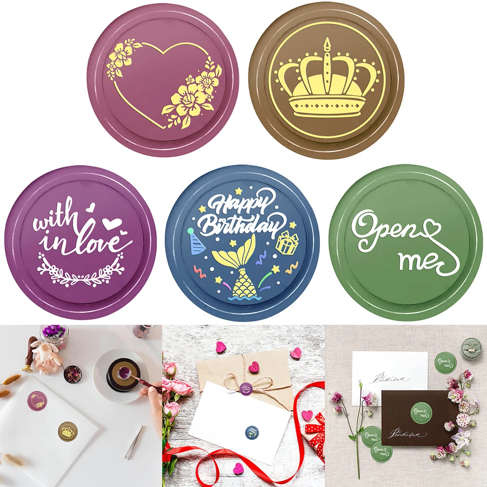 Wachs siegel Stempel 25mm abnehmbare Kopf Krone Liebe Herz Englisch warme Wünsche Wachs Stempel für DIY Einladung Geschenke Umschlag Karte